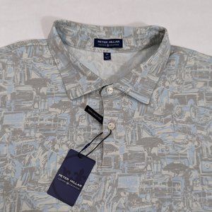 Peter Millar Crown Crafted Safari Print Pique Golf Shirt Polo Size XL